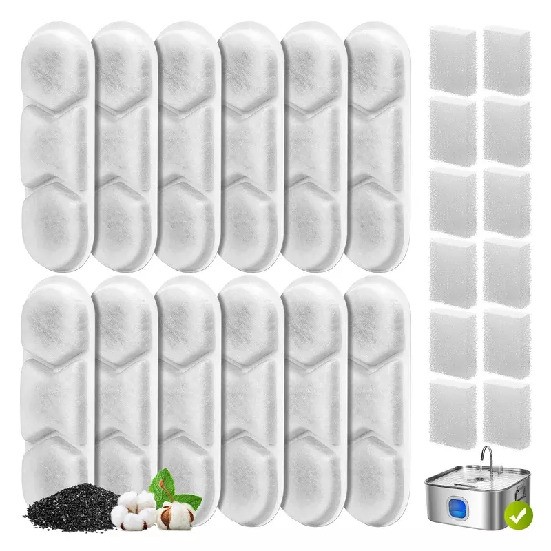 12-pack-dog-water-fountain-replacement-filters-410oz-3-2gal-12l-pet-water-dispen 12 Pack Dog Water Fountain Replacement Filters For 410Oz/3.2Gal/12L Pet Water Dispenser Zekiry Pet Fountain Filter 4-Layer Fil