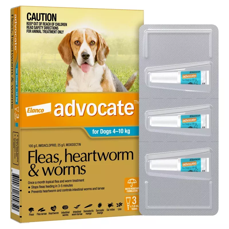 advocate-flea-heartworm-worm-treatment-dogs-4-10kg-aqua-3-pack Advocate Flea Heartworm and Worm Treatment for Dogs 4-10kg Aqua 3 Pack
