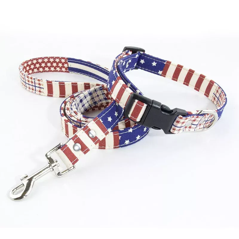 american-flag-dog-collar-leash-set American Flag Dog Collar & Leash Set