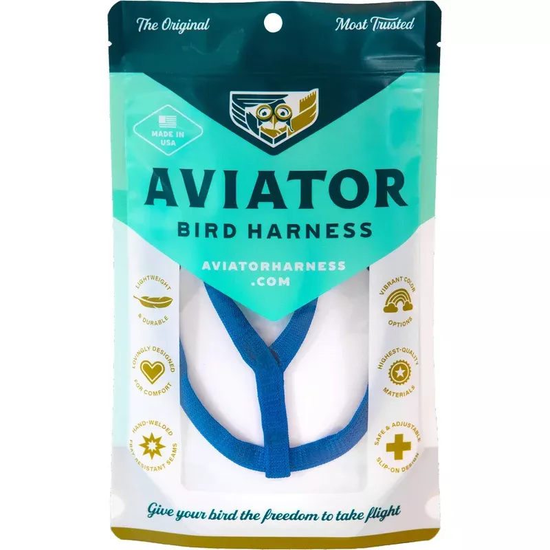 The AVIATOR Pet Bird Harness and Leash: Small Blue