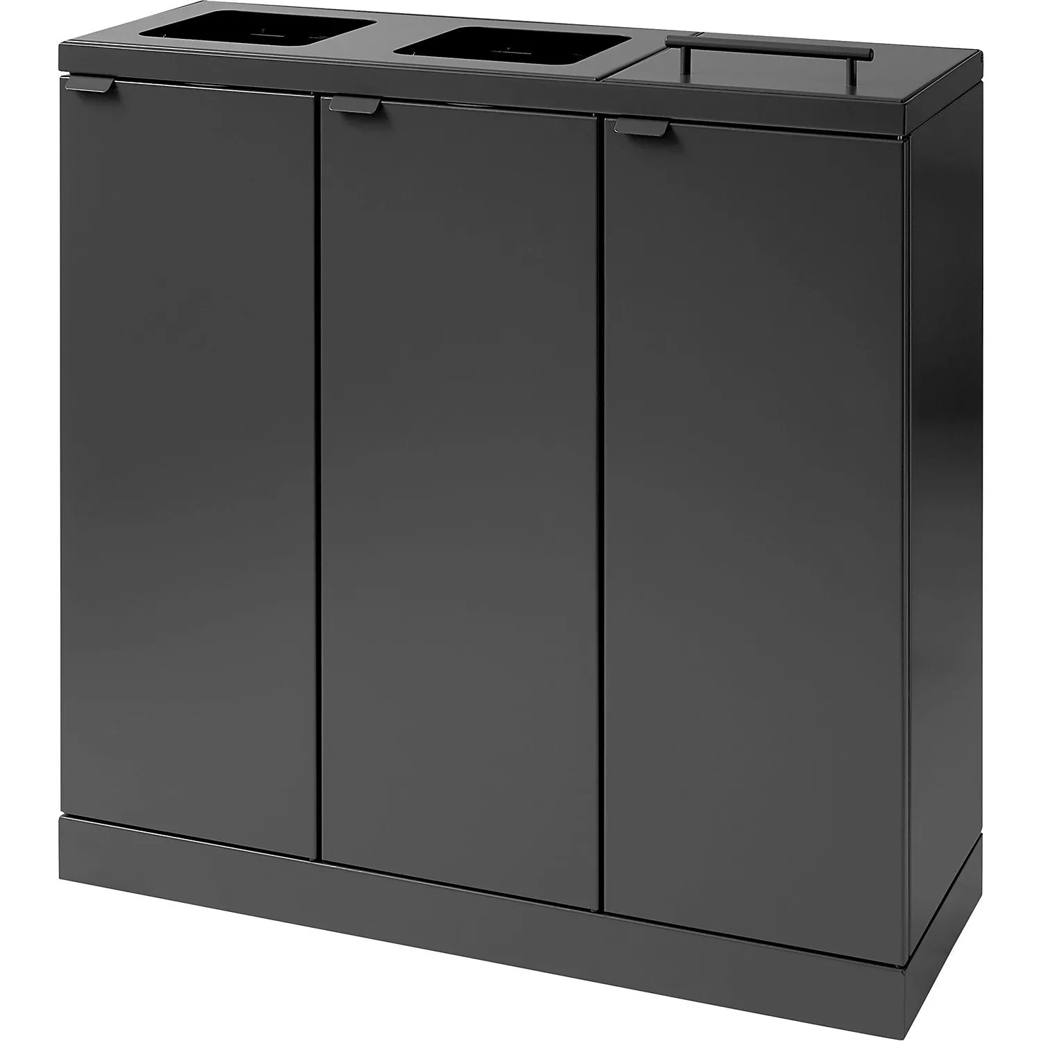 bica-advanced-recycling-bin-capacity-3-x-65-l-1-lid-charcoal Bica Advanced recycling bin, capacity 3 x 65 l, 1 lid, charcoal.