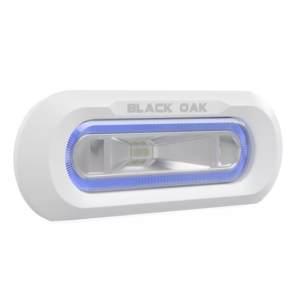 Black Oak Low Pro Marine Spreader Light – Flush Mount – White Housing – Blue LED [MLPS-FB]