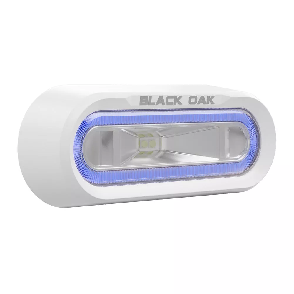 Black Oak Low Pro Off Road Spreader Light – Bracket Mount – White Housing – Blue LED [MLPS-B]