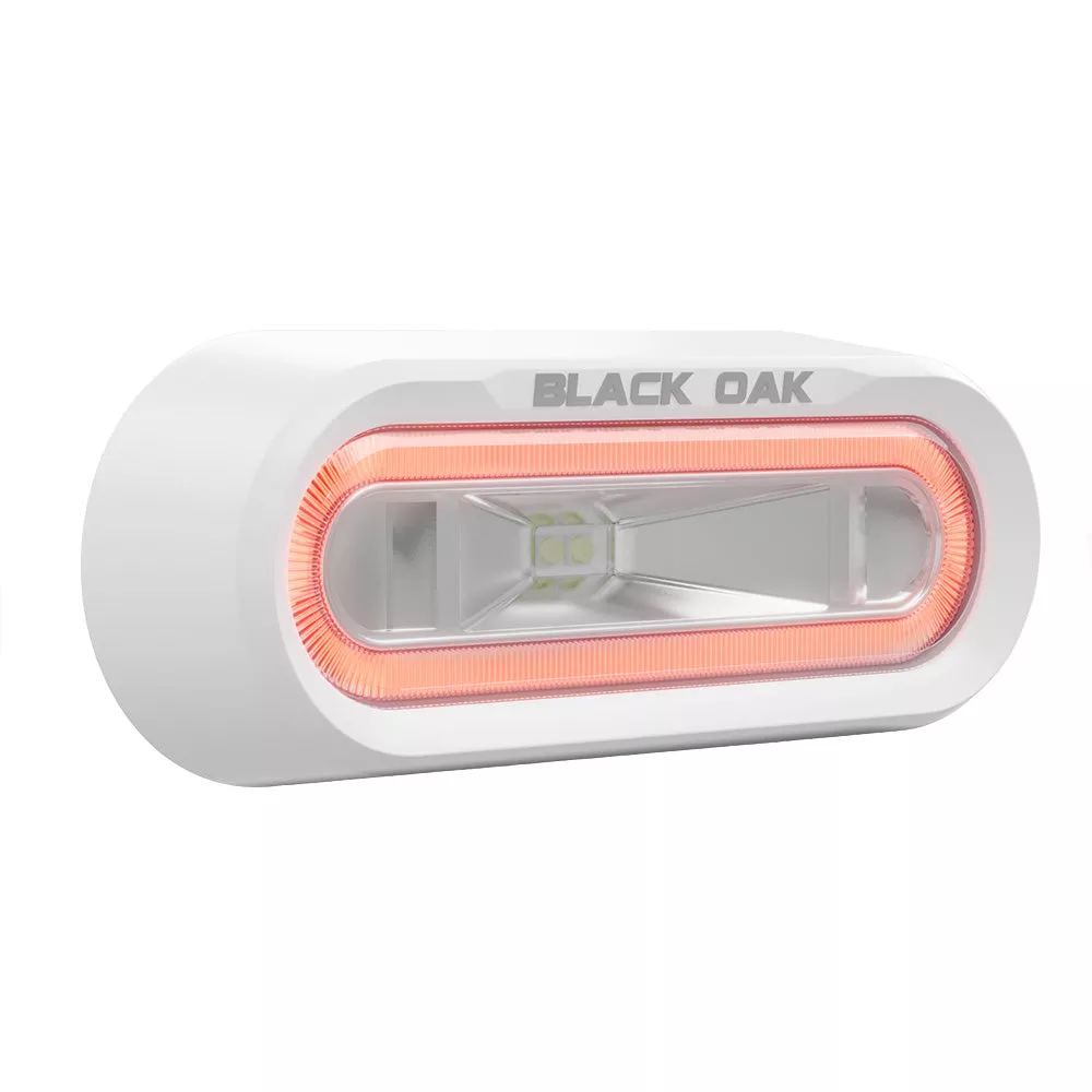 Black Oak Low Pro Off Road Spreader Light – Bracket Mount – White Housing – Red LED [MLPS-R]