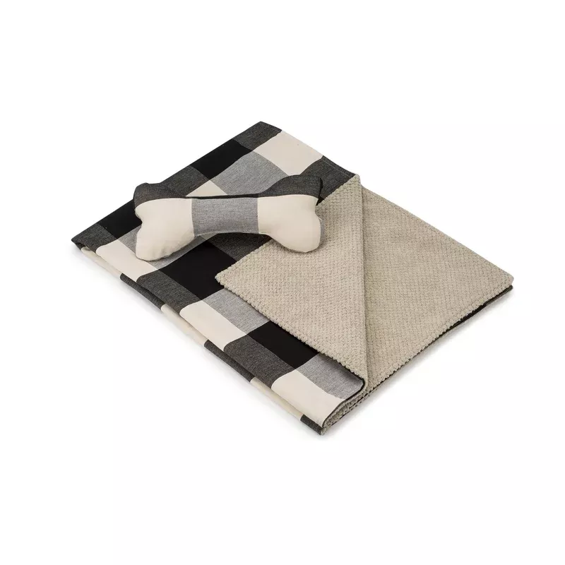 Blanket and Toy Bone- Buffalo Black