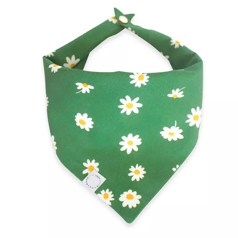 blooming-daisies-green-dog-bandana Blooming Daisies Green Dog Bandana