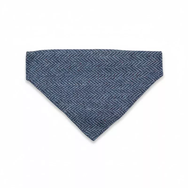 blue-herringbone-luxury-harris-tweed-dog-bandana Blue Herringbone Luxury Harris Tweed Dog Bandana