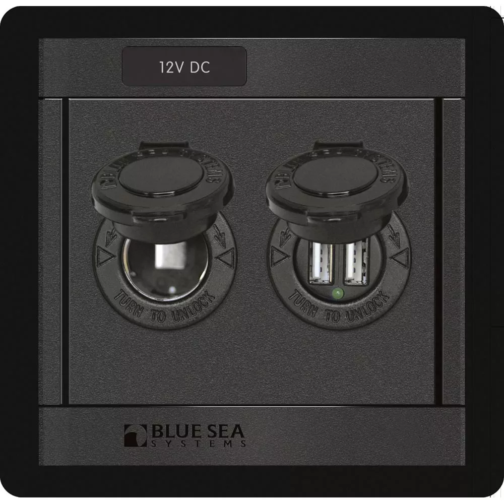 Blue Sea 1478 360 Panel – 12V DC Socket & Dual USB Charger [1478]