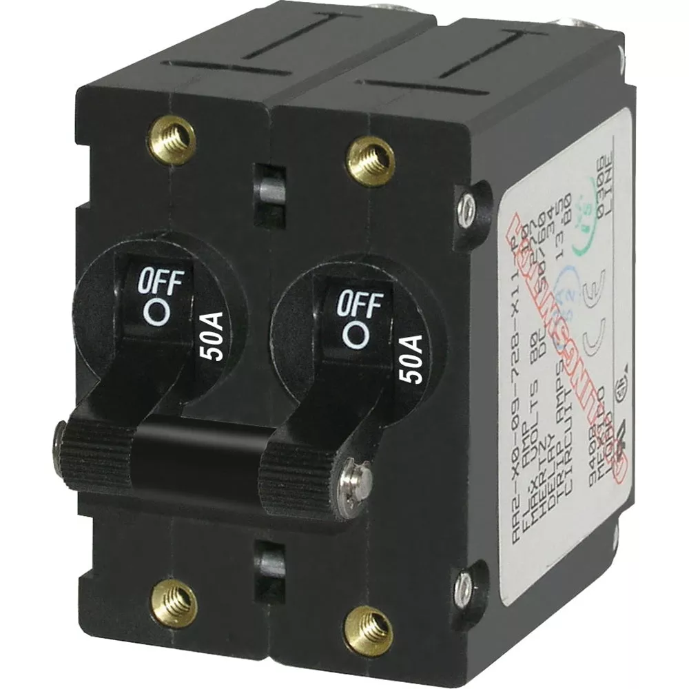 Blue Sea 7241 A-Series Double Pole Toggle – 50A – Black [7241]