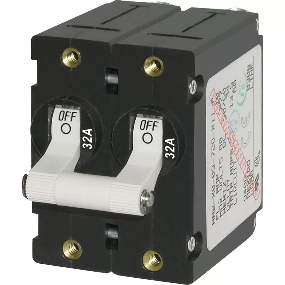 Blue Sea 7295 A-Series Double Pole Toggle – 32A – White [7295]