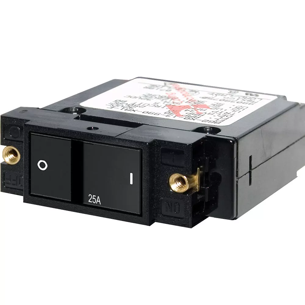 Blue Sea 7405 Single Pole Small Case 2″ Flat Rocker Circuit Breaker–25 Amp [7405]