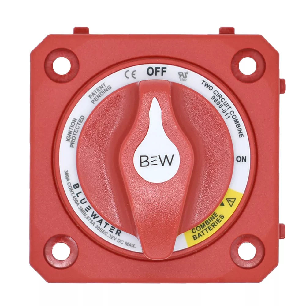 Bluewater Off/On Combine Battery Switch w/o Base – Panel Mount – Red [9800-011-10]