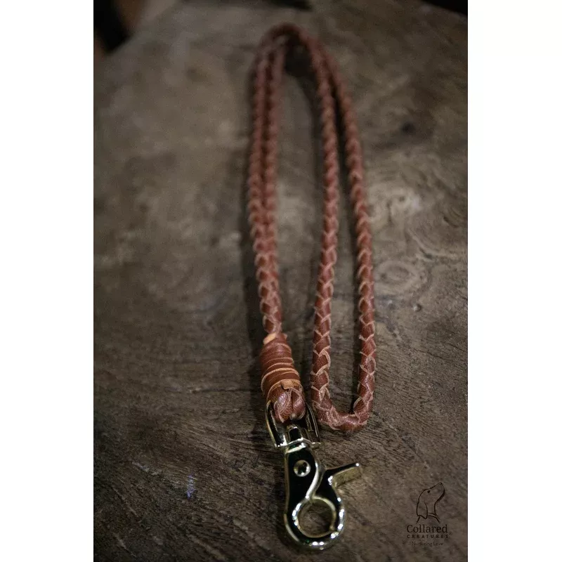 braided-woven-rich-tan-leather-lanyard-single Braided / Woven Rich Tan Leather Lanyard Single