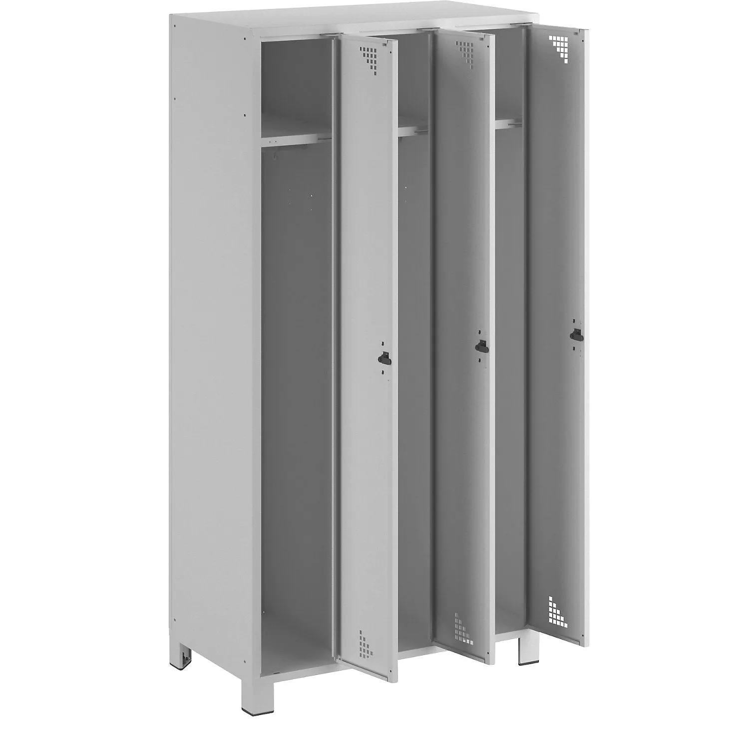 bremen-locker-3-compartments-light-grey-width-900-mm Bremen locker, 3 compartments, light grey, width 900 mm.