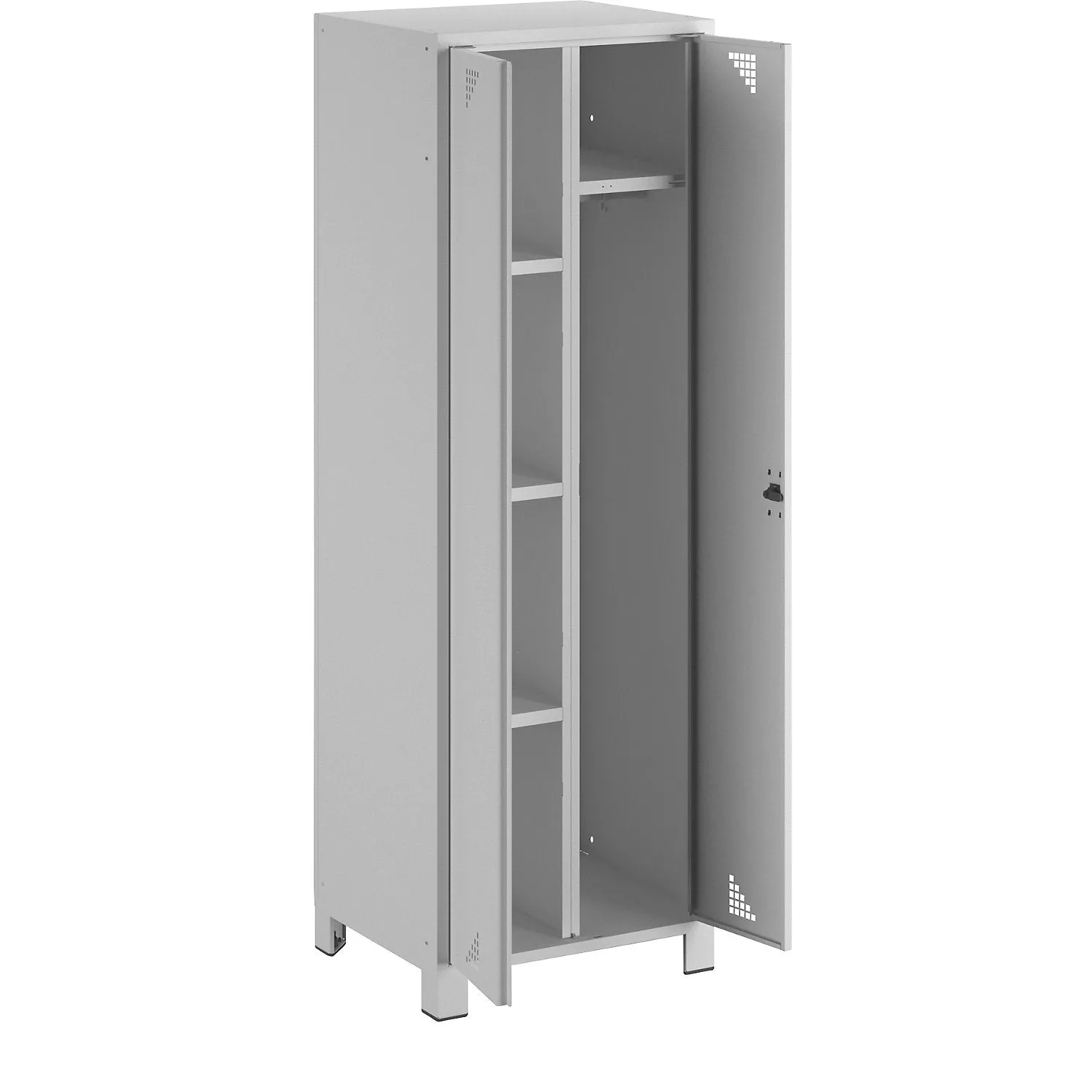 bremen-multi-purpose-cloakroom-locker-centre-partition-clothes-rail-light-grey-w Bremen multi-purpose/cloakroom locker, centre partition, clothes rail, light grey, width 600 mm.