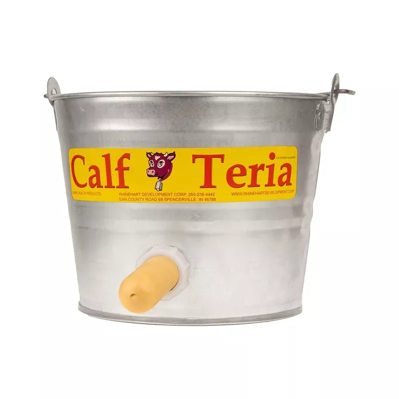calf-teria-8-qt-galvanized-calf-feeding-pail-with-nipple-valve-calves-lambs-goat Calf-Teria 8 Qt Galvanized Calf Feeding Pail with Nipple & Valve for Calves Lambs & Goats