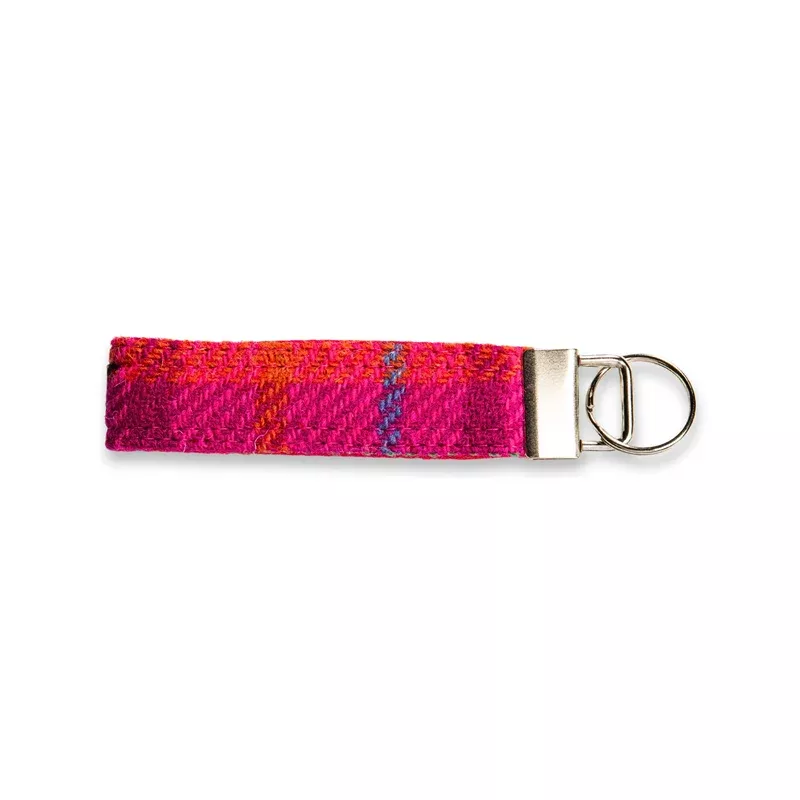 cerise-check-luxury-harris-tweed-keyring-key-fob Cerise Check Luxury Harris Tweed Keyring | Key Fob