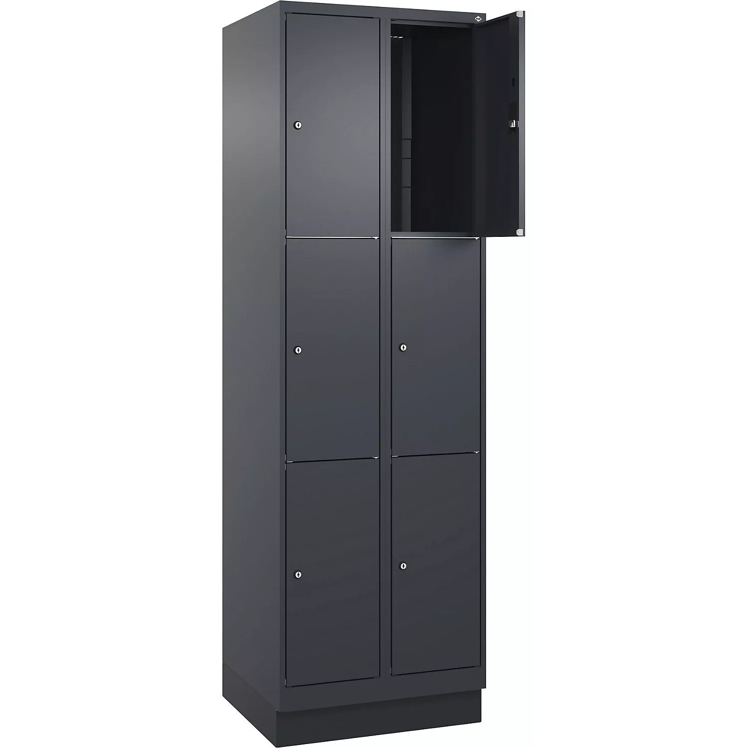 classic-plus-3-fold-compartment-locker-2-compartments-grey-w-600-mm-6-compartmen Classic PLUS 3-fold compartment locker, 2 compartments, grey, W 600 mm, 6 compartments, with floor glides.