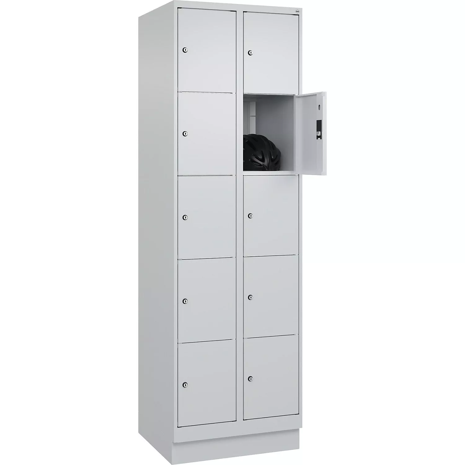 classic-plus-5-fold-compartment-locker-2-compartments-light-grey-w-600-mm-10-com Classic PLUS 5-fold compartment locker, 2 compartments, light grey, W 600 mm, 10 compartments, with floor glides.