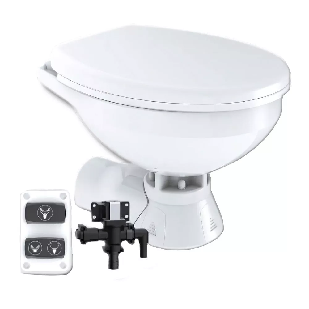 Commodore Quiet Flush Electric Toilet – Rear Macerator w/Solenoid Valve – Regular Size [CM3RMT]