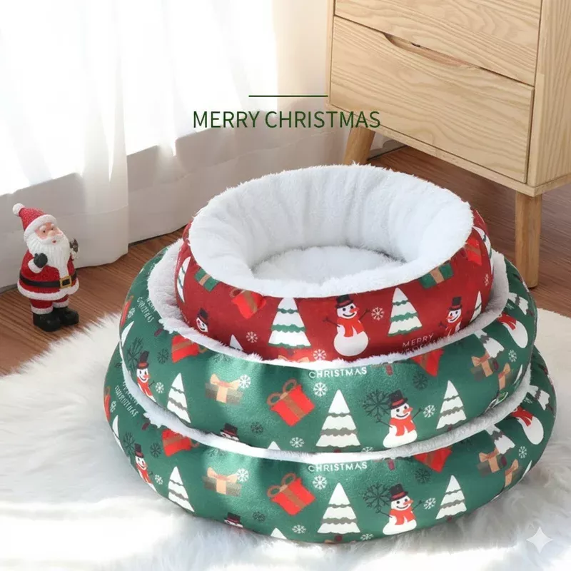 cozy-christmas-round-pet-bed Cozy Christmas Round Pet Bed