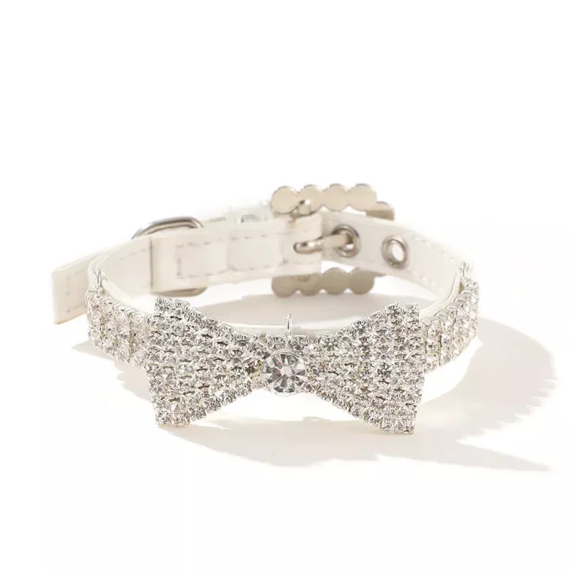 crystal-bow-glam-pet-collar-dog Crystal Bow Glam Pet Collar For Dog