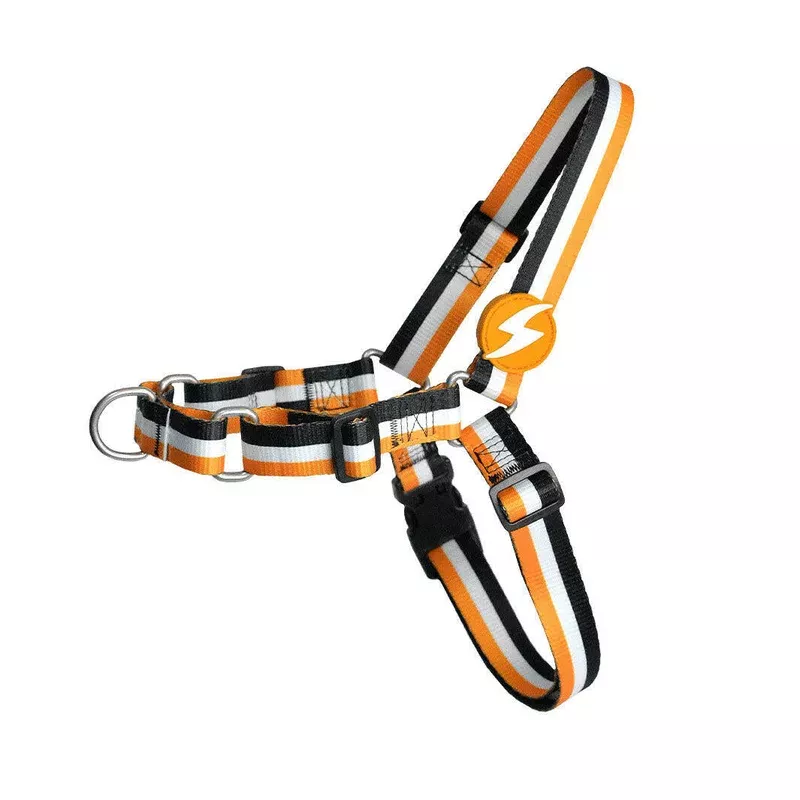 dashi-stripes-orange-black-front-harness-norwegian-harness-dogs-no-pull-stripes Dashi Stripes Orange & Black Front Harness – Norwegian Harness for Dogs No-Pull Stripes