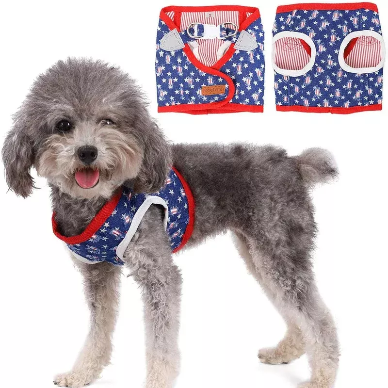denim-dog-harness-with-star-print-secure-buckle Denim Dog Harness with Star Print & Secure Buckle