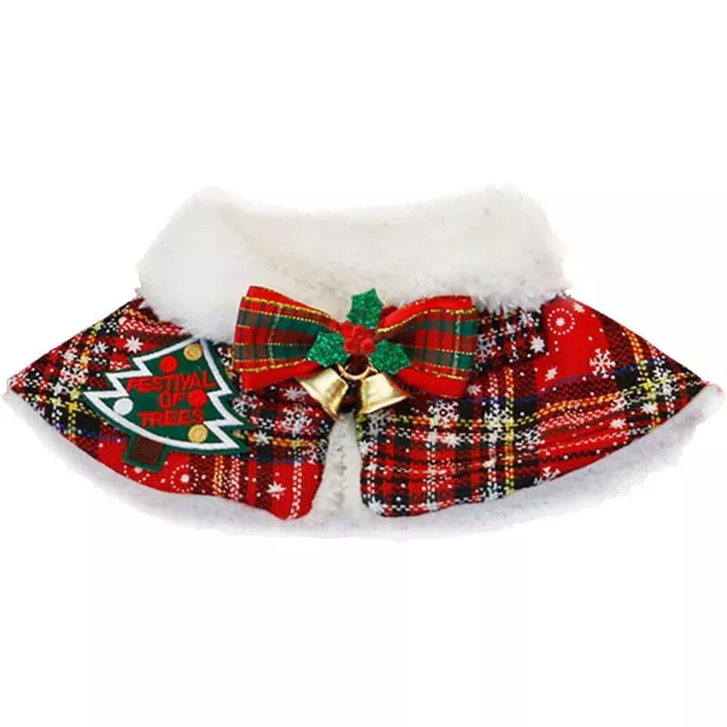 Dog & Cat Christmas Collar Cape Sherpa Lined & Bells