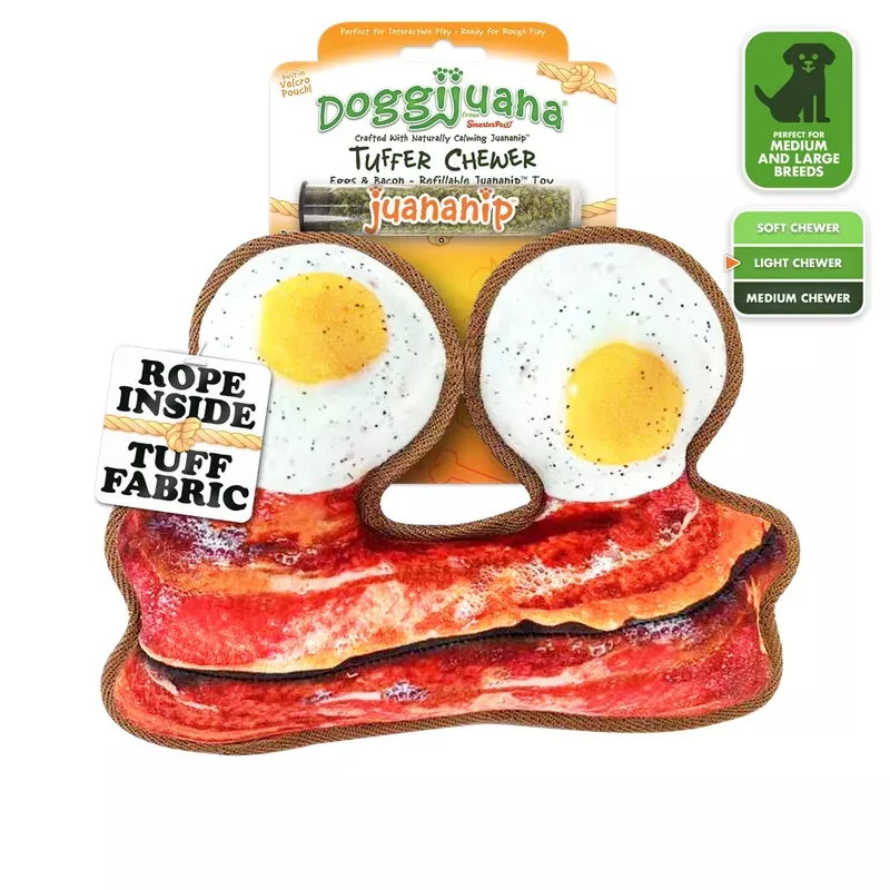 Doggijuana Tuffer Chewer Refillable Eggs and Bacon Toy