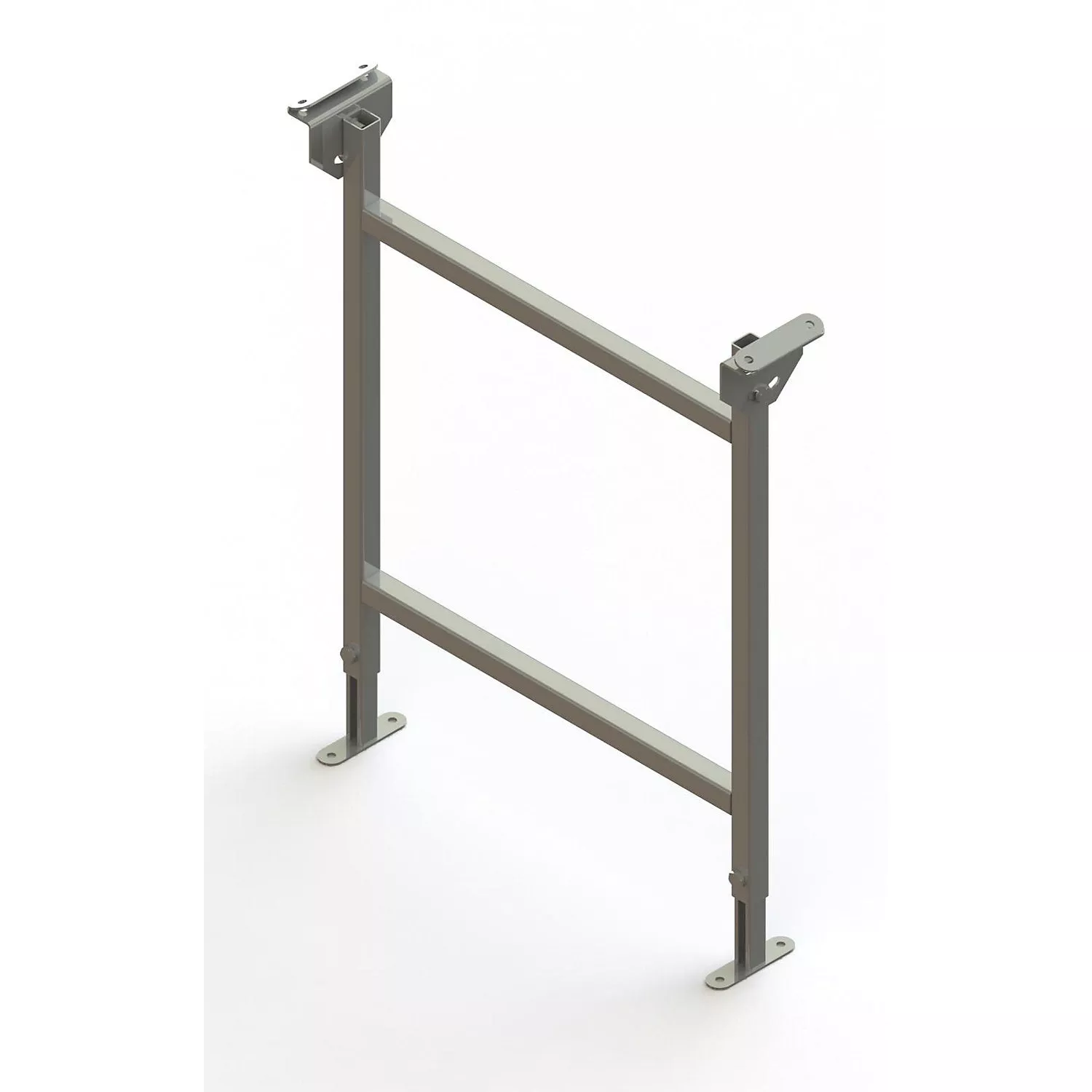 Dual frame support, zinc plated, track width 600 mm, adjustment range 730 – 1250 mm.