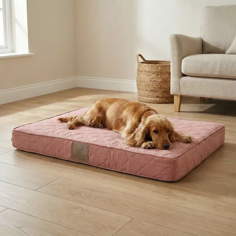 dusky-pink-velour-luxury-mattress-dog-bed Dusky Pink Velour Luxury Mattress Dog Bed