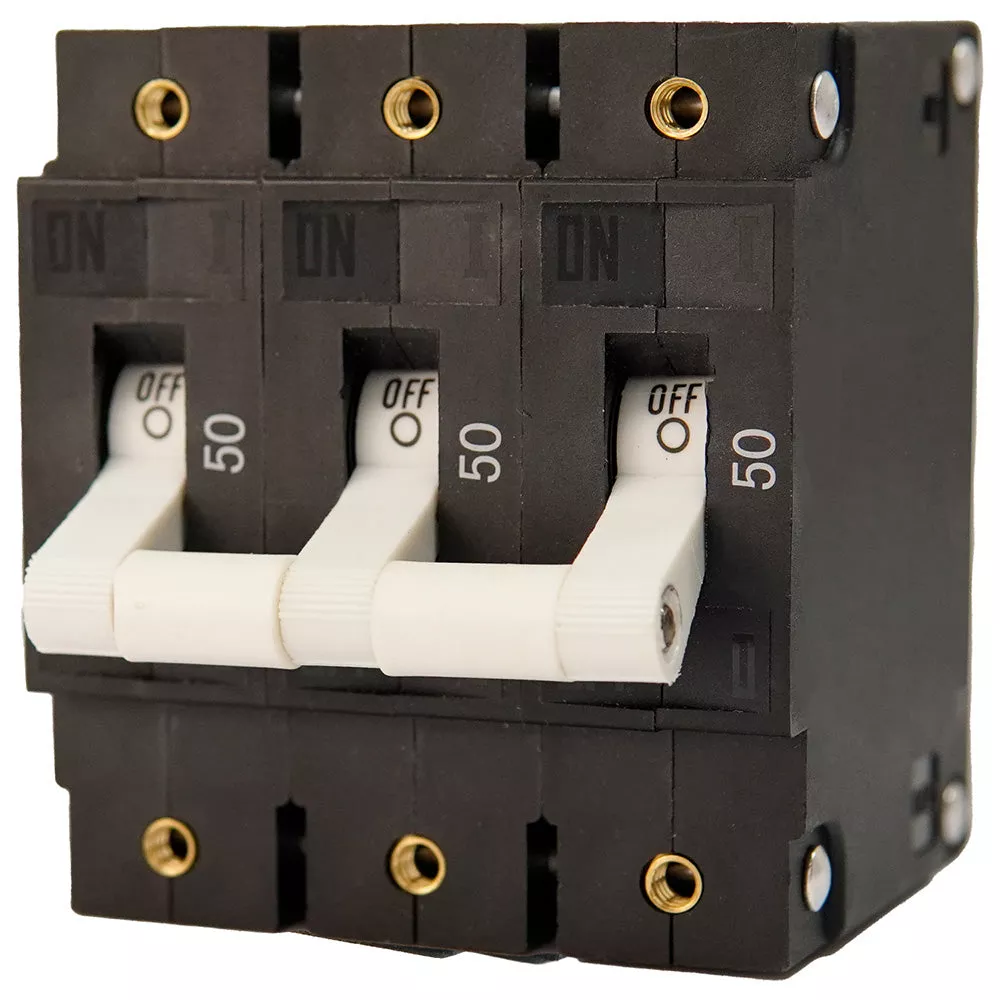 Egis C Series White Toggle Panel Mount Circuit Breaker – Triple Pole 50A [3503-050]