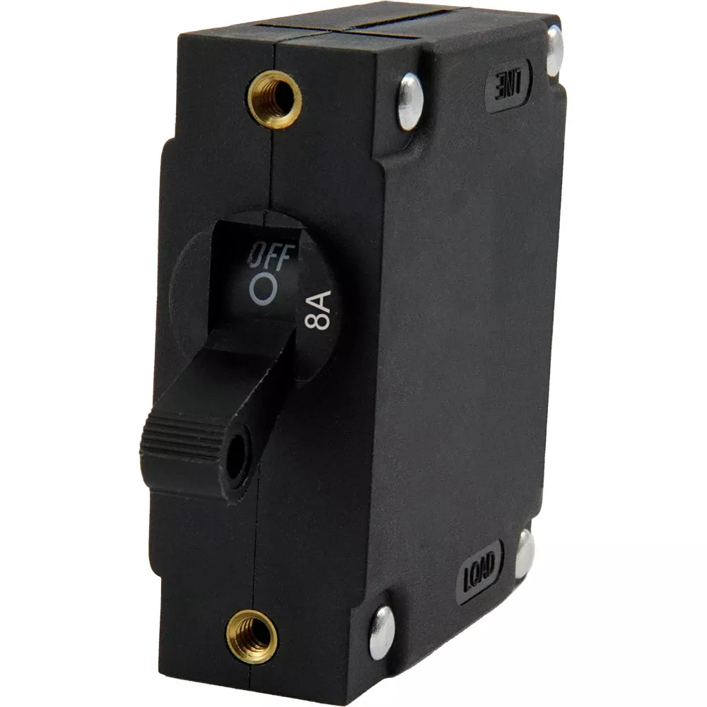 Egis A Series Black Toggle Panel Mount Circuit Breaker – Single Pole 8A [3211-08]