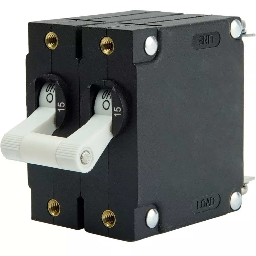 Egis A Series White Toggle Panel Mount Circuit Breaker – Dual Pole 15A [3202-15]