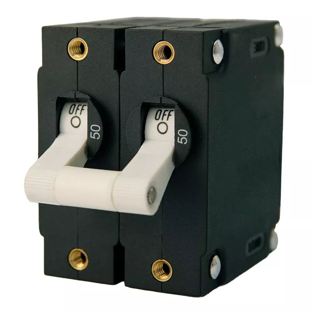 Egis A Series White Toggle Panel Mount Circuit Breaker – Dual Pole 50A [3202-50]
