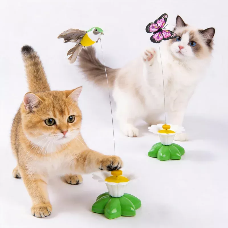 Electric Flutter-Motion Cat Toy – 360 Rotating Realistic Butterfly/Bird