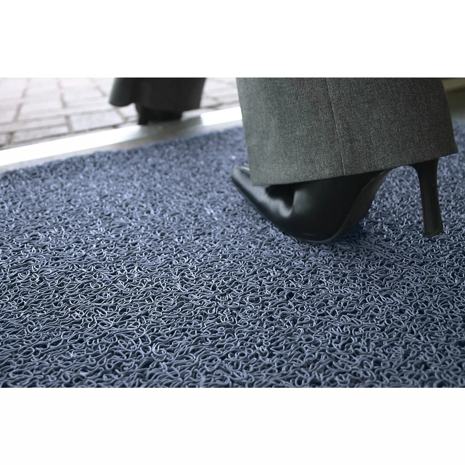 Entrance matting, flame resistant, width 1200 mm, sold by the metre, blue.