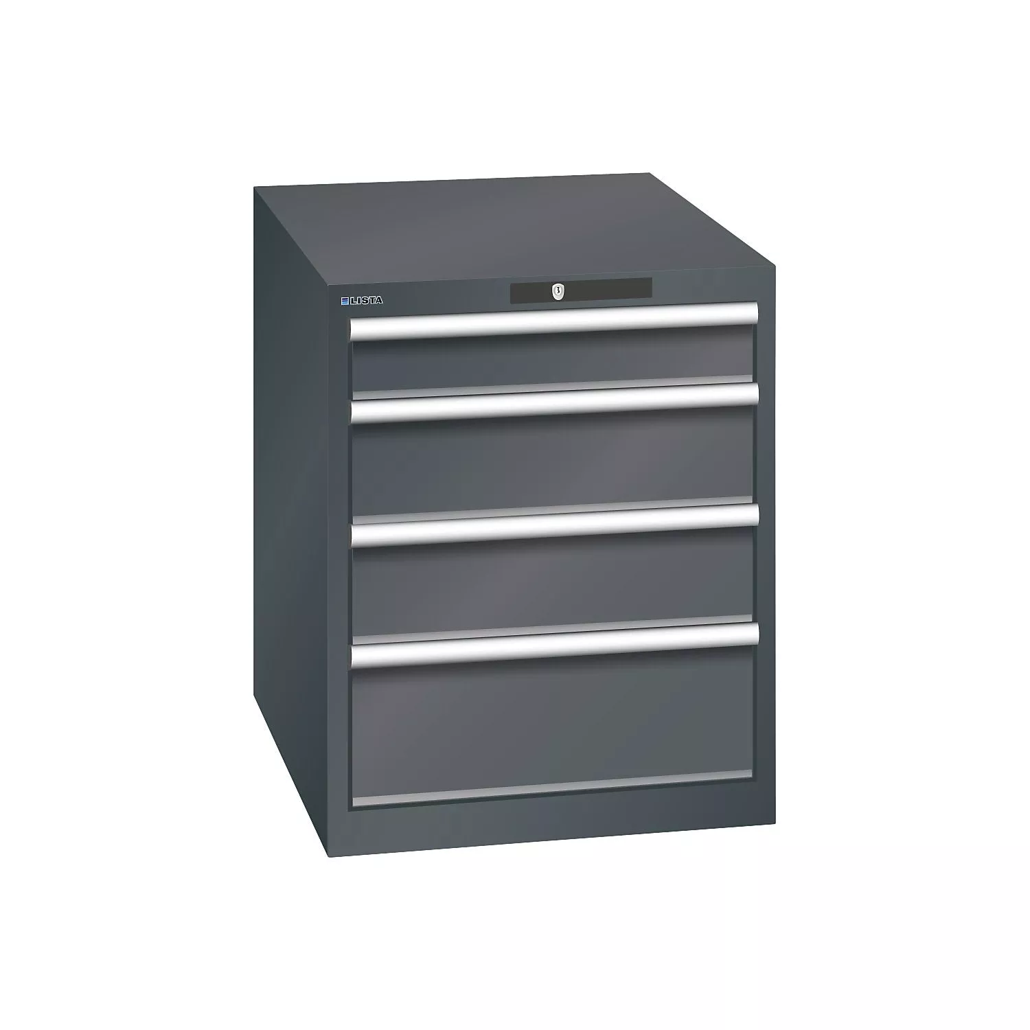 ESD drawer cupboard, WxDxH 564 x 725 x 700 mm, 4 drawers, max. load 75 kg, charcoal.