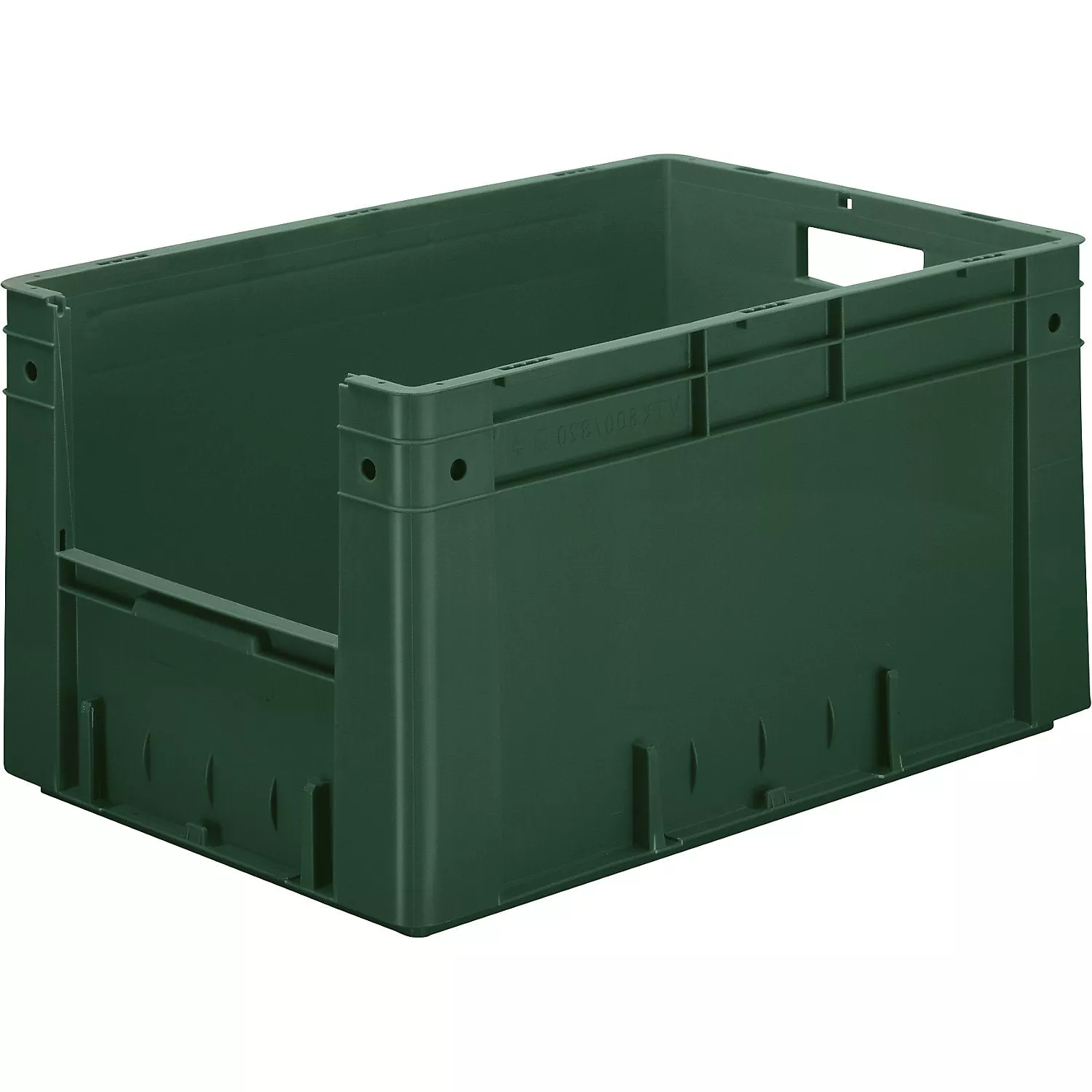 euro-stacking-container-with-handle-recess-capacity-60-l-lxwxh-600-x-400-x-320-m Euro stacking container with handle recess, capacity 60 l, LxWxH 600 x 400 x 320 mm, pack of 2, blue.