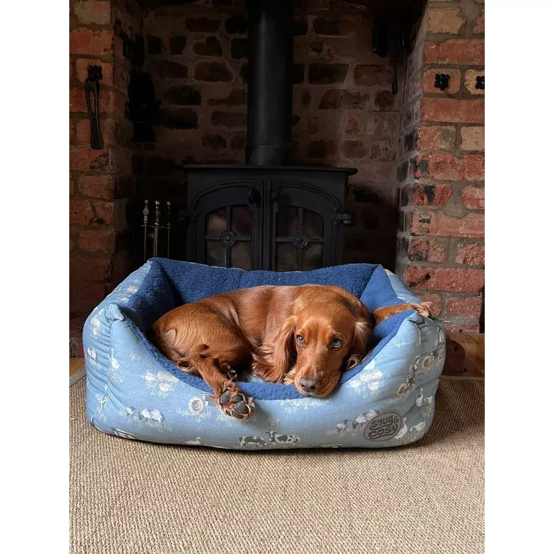 farmyard-blue-rectangle-dog-pet-bed-british-farm-design-with-reversible-cushion Farmyard Blue Rectangle Dog Pet Bed – British Farm Design with Reversible Cushion