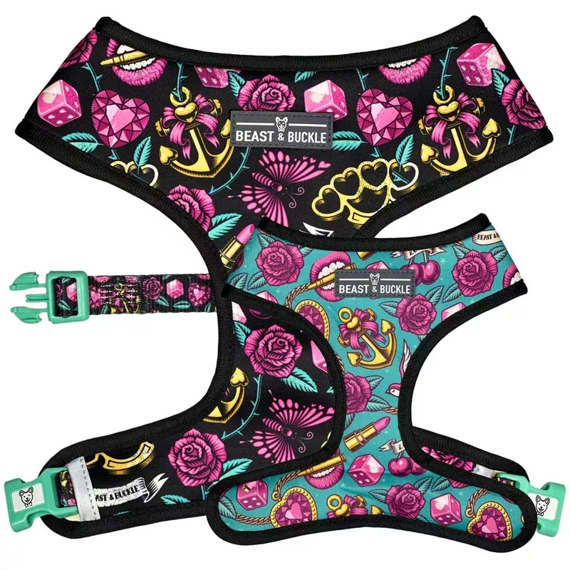 girly-tattoo-reversible-dog-harness Girly Tattoo Reversible Dog Harness