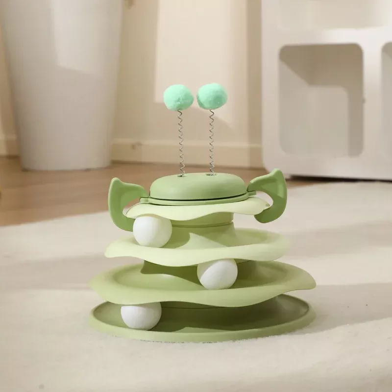 Green Alien Head Cat Track Toy- Green