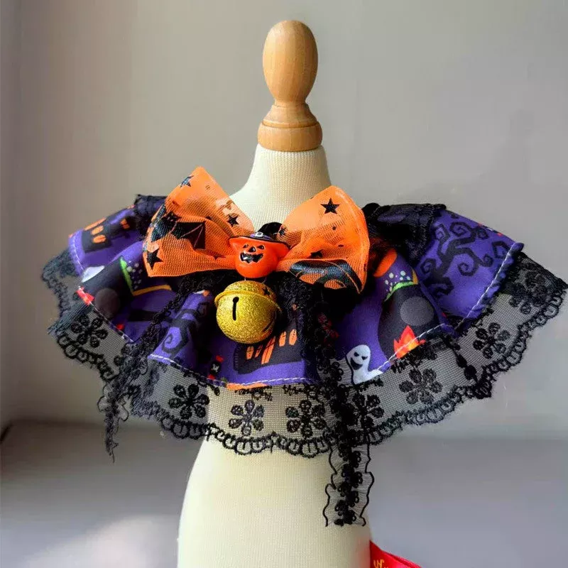 halloween-pet-ruffle-collar-with-lace-bow-bell Halloween Pet Ruffle Collar with Lace Bow & Bell