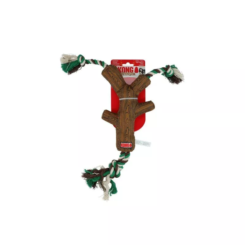 KONG FetchStix with Rope – plush stick for dogs with an inner rope and knots featuring a squeaker