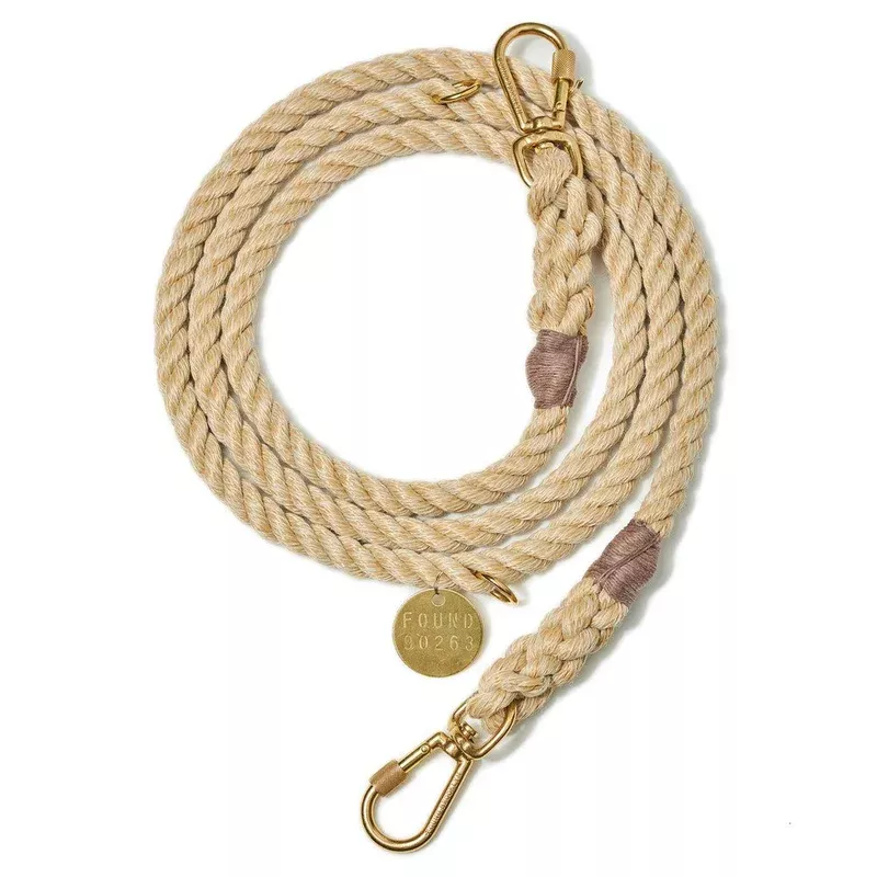 Light Tan Rope Dog Leash Adjustable & Handcrafted – Found My Animal