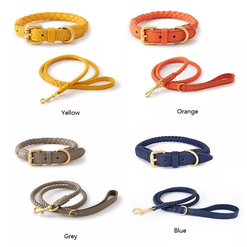 luxury-braided-leather-dog-collar-leash-set-eco-friendly-durable-stylish Luxury Braided Leather Dog Collar+Leash Set Eco-Friendly Durable Stylish