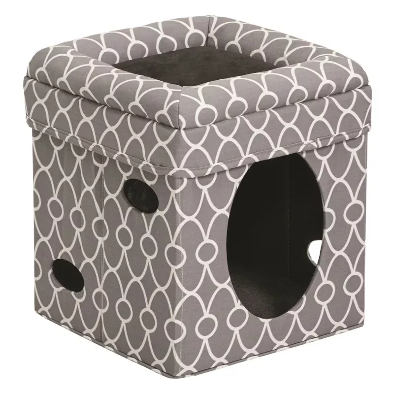 midwest-home-pets-curious-cat-cube-gray Midwest Home for Pets Curious Cat Cube – Gray