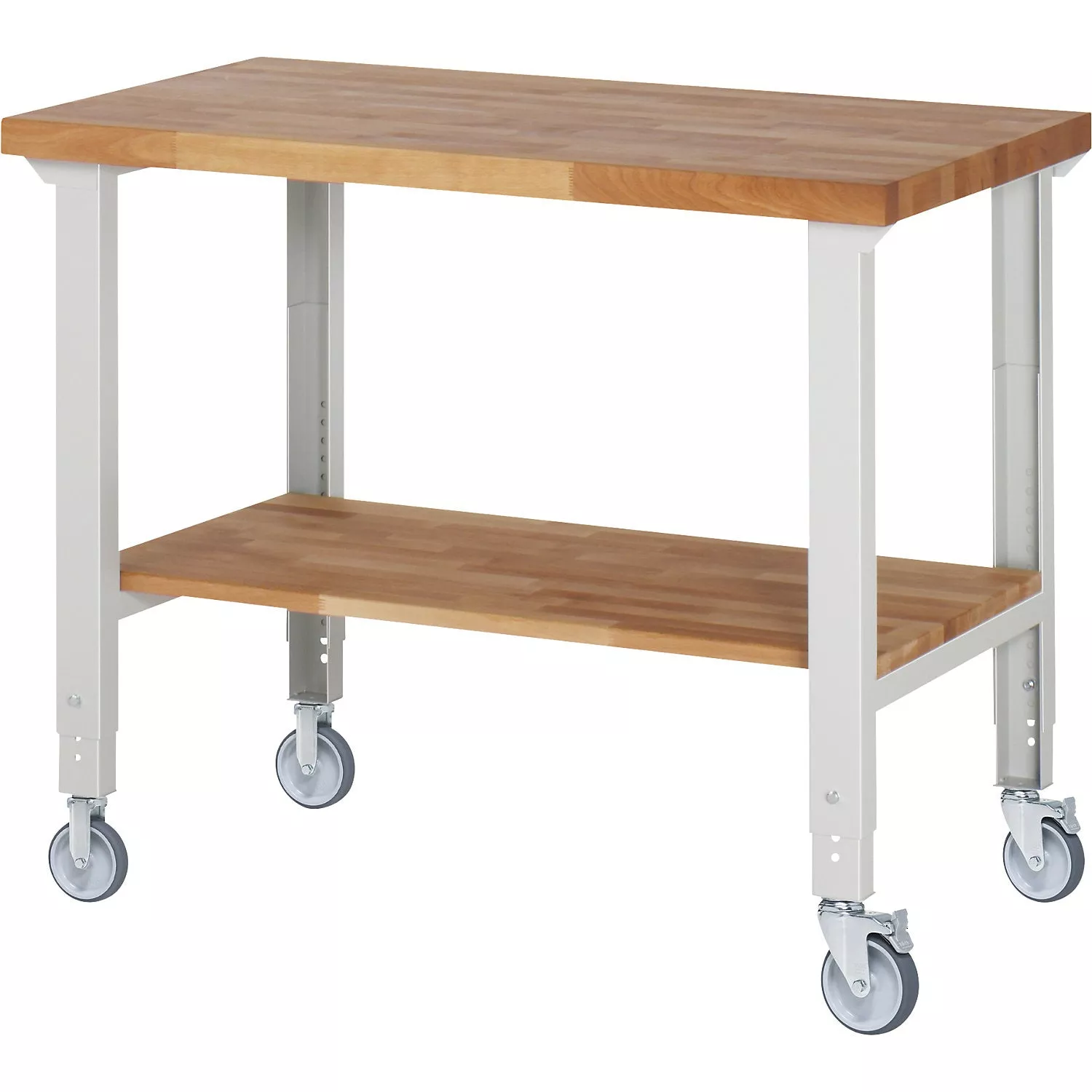 mobile-workbench-series-7000-2-fixed-2-swivel-castors-shelf-worktop-wxd-1250-x-7 Mobile workbench series 7000, 2 fixed/2 swivel castors, shelf, worktop WxD 1250 x 700 mm.