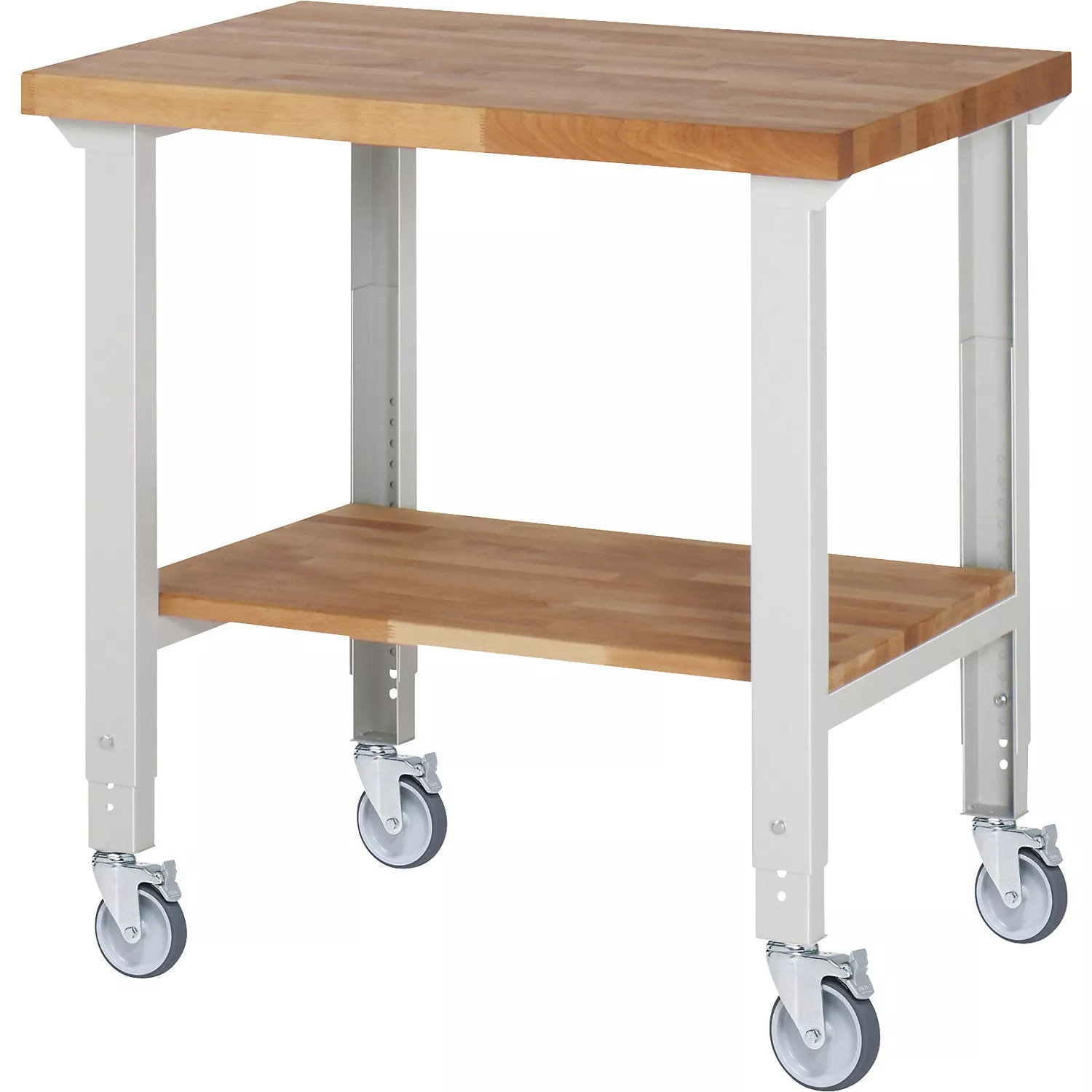 mobile-workbench-series-7000-4-swivel-castors-shelf-worktop-wxd-1000-x-700-mm Mobile workbench series 7000, 4 swivel castors, shelf, worktop WxD 1000 x 700 mm.